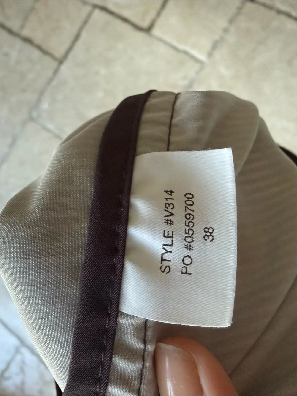 Vuori Men's Pinstripe Swim Board Shorts in Light Gray and Brown Trim